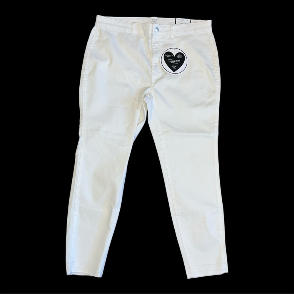 Rafaella Women's White Denim Skinny Ankle Length High Rise Casual Pants Size 16